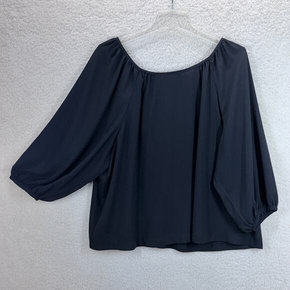 White House Black Market Off The Shoulder Blouse 1/4 Sleeve Relaxed Fit Medium - Picture 2 of 10